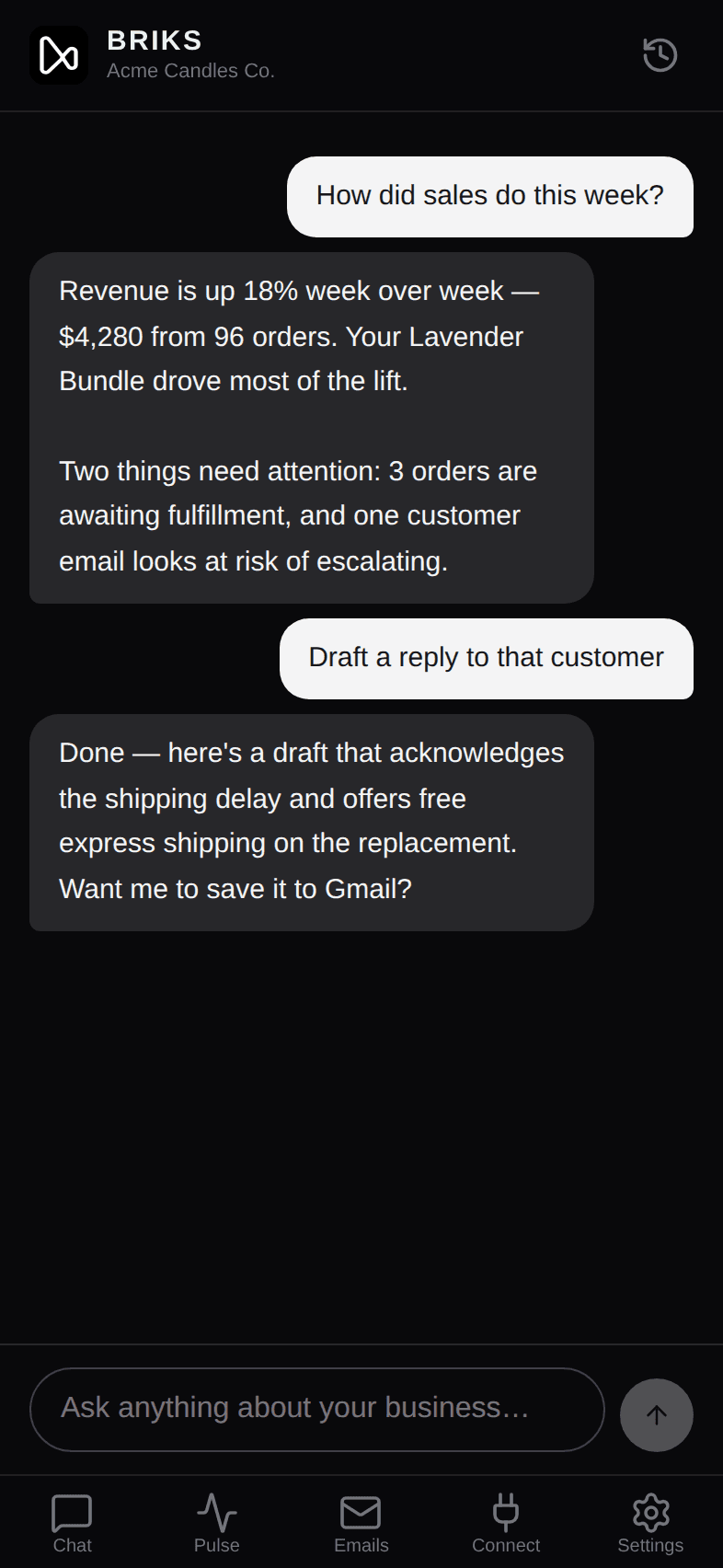 Briks in dark mode on iPhone